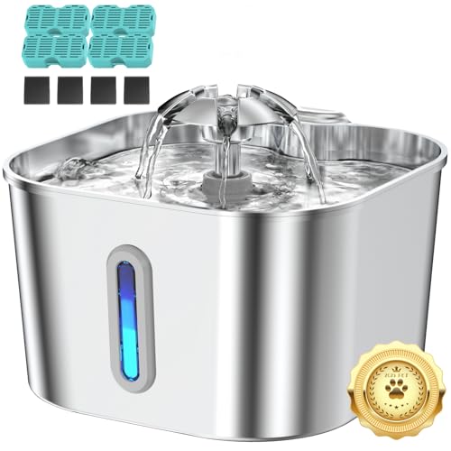 Vekonn Cat Water Fountain Stainless Steel with 4 Filters & 4 Sponges, 74oz/2.2L Cat Fountain with Quiet Pump, Automatic Pet Water Dispenser, Ideal for Multi-pet Homes, Fresh & Clean Water for Cats and Dogs - Image 1