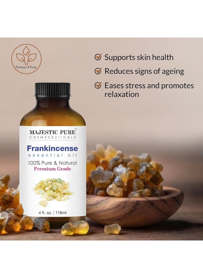 Majestic Pure - MAJESTIC PURE Frankincense Essential Oil | 100% Pure and Natural Frankincense Oil | Premium Grade Essential Oils for Hair Care, Home Diffusers, Skin, Aromatherapy, Massage and Humidifiers | 118 ml - Image 1