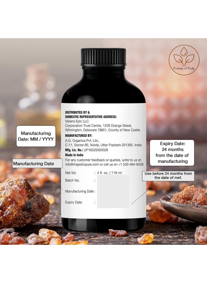 Majestic Pure - MAJESTIC PURE Frankincense Essential Oil | 100% Pure and Natural Frankincense Oil | Premium Grade Essential Oils for Hair Care, Home Diffusers, Skin, Aromatherapy, Massage and Humidifiers | 118 ml - Image 1