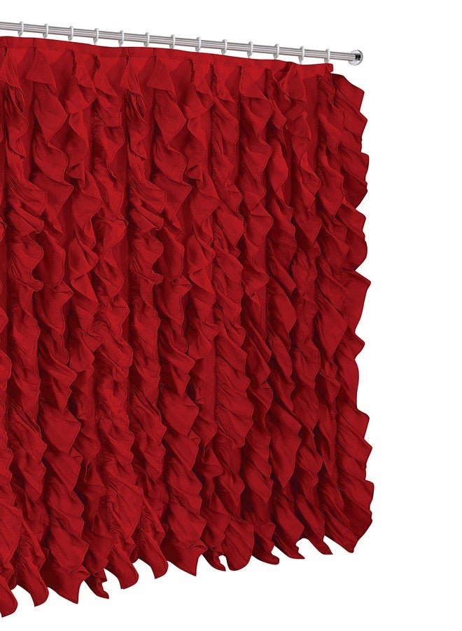 Spring Home Waterfall Shabby Chic Ruffled Fabric Shower Curtain (red) - Image 1