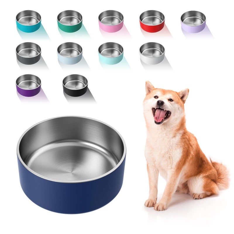 WENBOKMIN Dog Bowl Stainless Steel Dog Food and Water Bowl with Non Slip Quiet Bottom Easy to Clean Dishwasher Safe 40oz Blue - Image 2