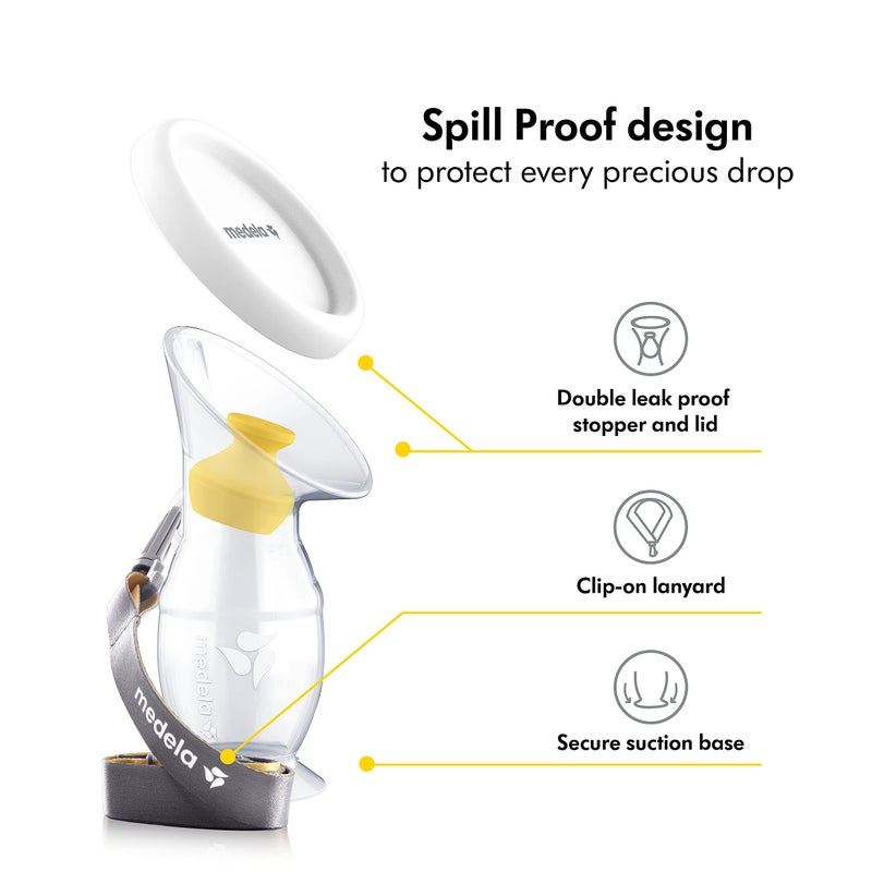 Medela Silicone Breast Milk Collector, Milk Saver with Spill-Resistant Stopper, Suction Base and Lanyard, 3.4 oz/100 mL - Image 3