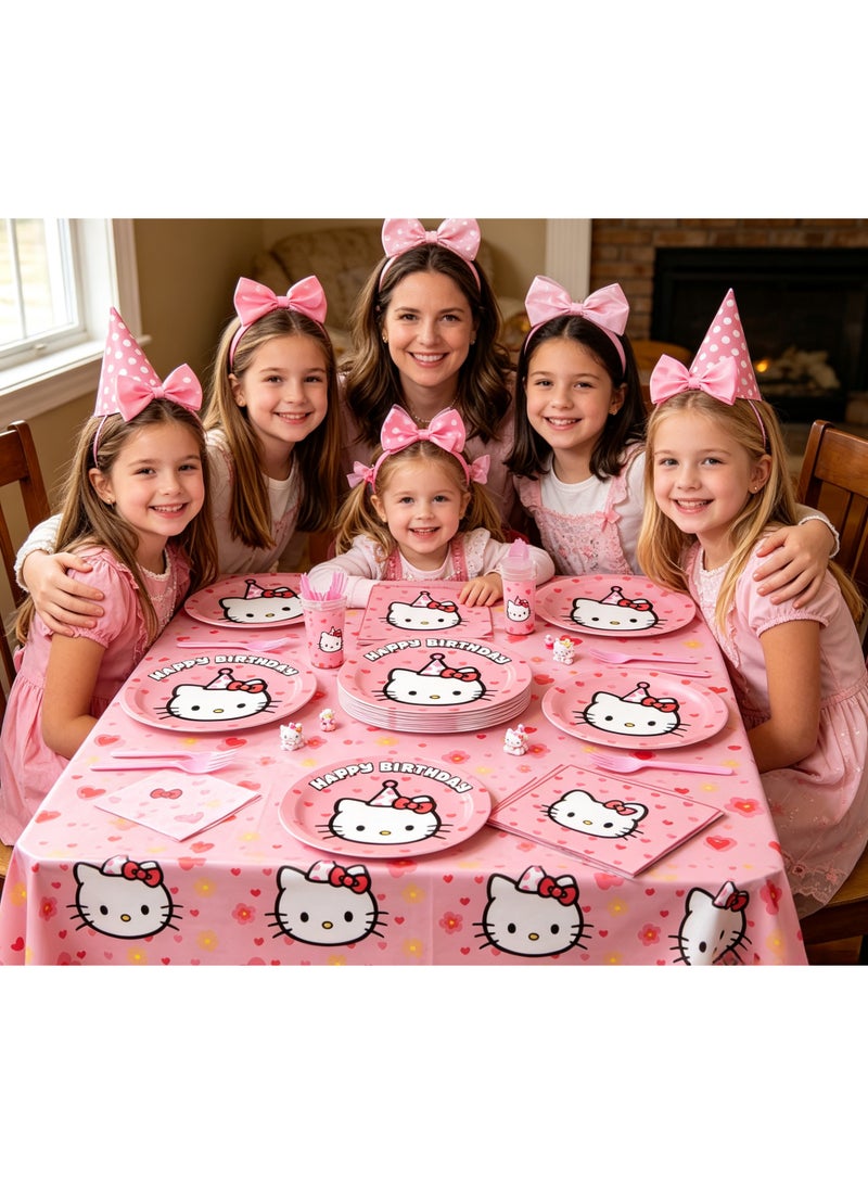Hello Kitty 81 PCS Hello Kitty Birthday Decorations & Party Supplies | Hello Kitty Plates and Napkins, Cups, Tablecloth, Forks, Sticker | Serves 10 Guests | Officially Licensed - Image 5