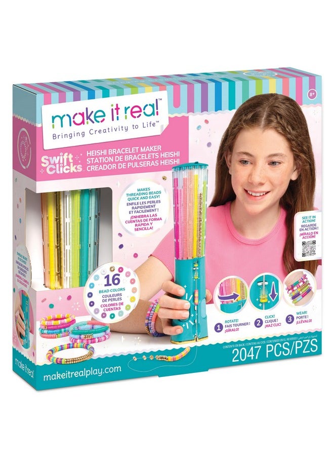 Make It Real Make It Real: Swift Clicks - Heishi Bracelet Maker - 2047pc, DIY Jewelry Craft Kit, Design & Make 23 Bead Bracelets, Rotate-Click-Wear, Girls Kids 8+  - Image 1
