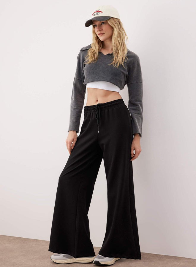 trendyol Black Wide Leg Slim Sports Trousers TWOAW22EA0053. - Image 3