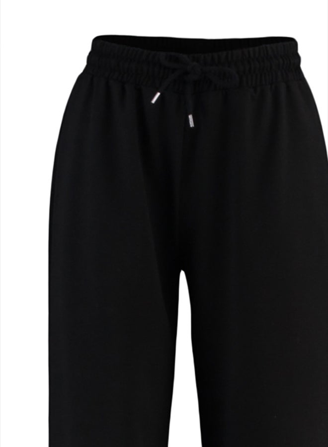 Black Wide Leg Slim Sports Trousers TWOAW22EA0053.
