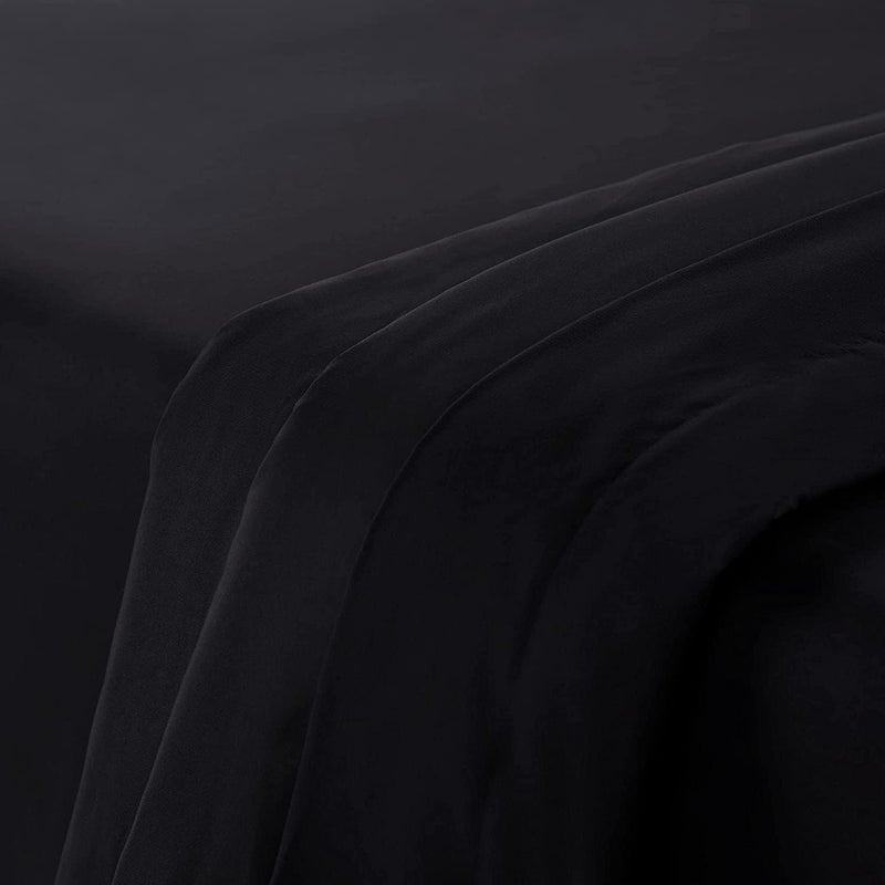 Serta Simply Clean Super Soft Hypoallergenic Stain Resistant Deep Pocket 3 Pieces Solid Bed Sheet Set, Twin XL, Black - Image 4