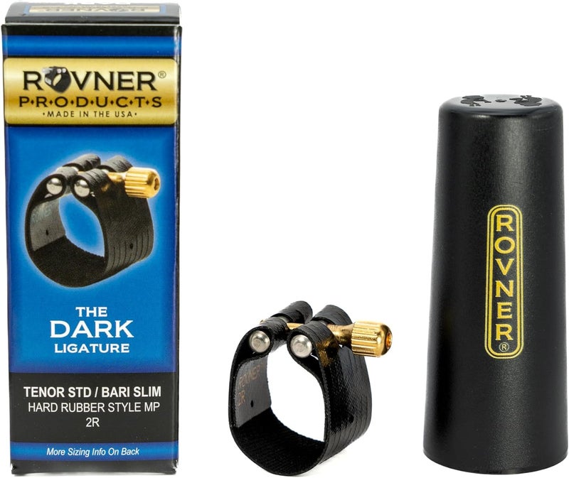 Rovner Ligature & Plastic Cap for Tenor Standard Saxophone - Dark Ligature for Hard Rubber Mouthpiece (2R) - Image 1