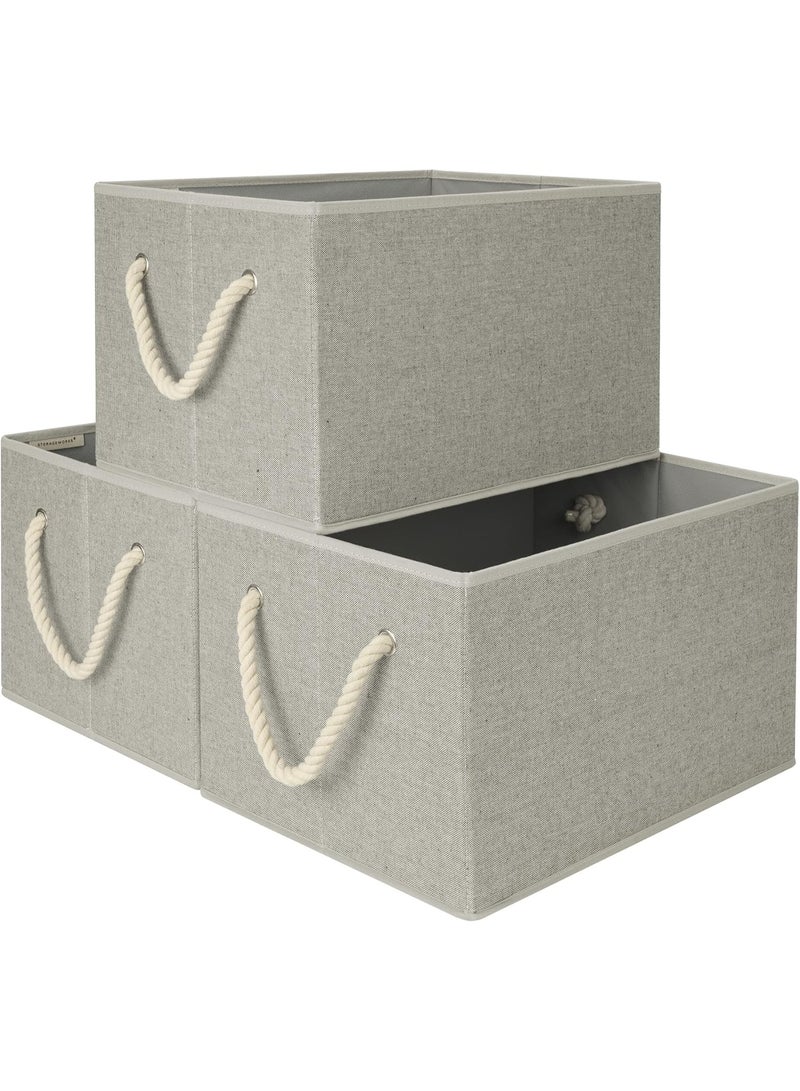 StorageWorks Fabric Storage Bins for Shelves, Storage Baskets for Closet Organization, Organizer Bins for Clothes Storage, Gray, Extra Large, 3-Pack - Image 1