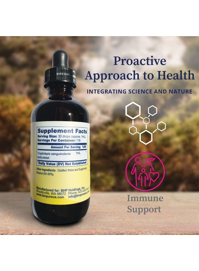 BioPure Cryptolepis Herbal Tincture - Potent Botanical Extract of Cryptolepis Sanguinolenta for Immune Support, microbiome Balance, and Gastrointestinal Health - 4 fl oz - Image 2
