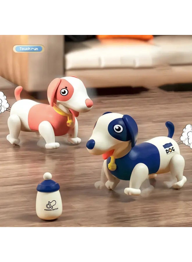 Children's Electric Puppy Electric Touch Bottle Dog Light Concert Walking Induction Toy Baby Early Education Toy-Color:Pink  - Image 2