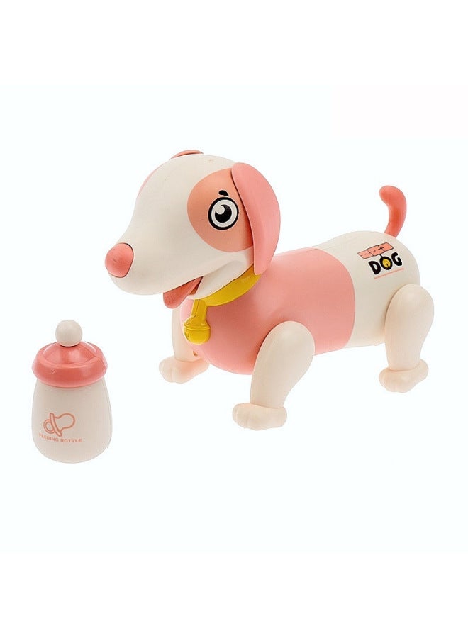 Children's Electric Puppy Electric Touch Bottle Dog Light Concert Walking Induction Toy Baby Early Education Toy-Color:Pink  - Image 4