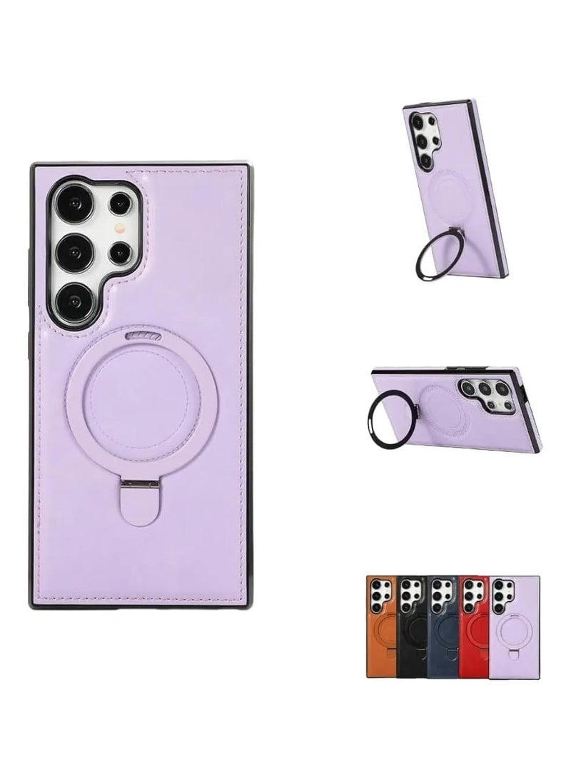 Luxury Leather Case with Magnetic Metal Stand for Samsung Galaxy S25 Ultra – Premium Protective Cover, Red - Image 2