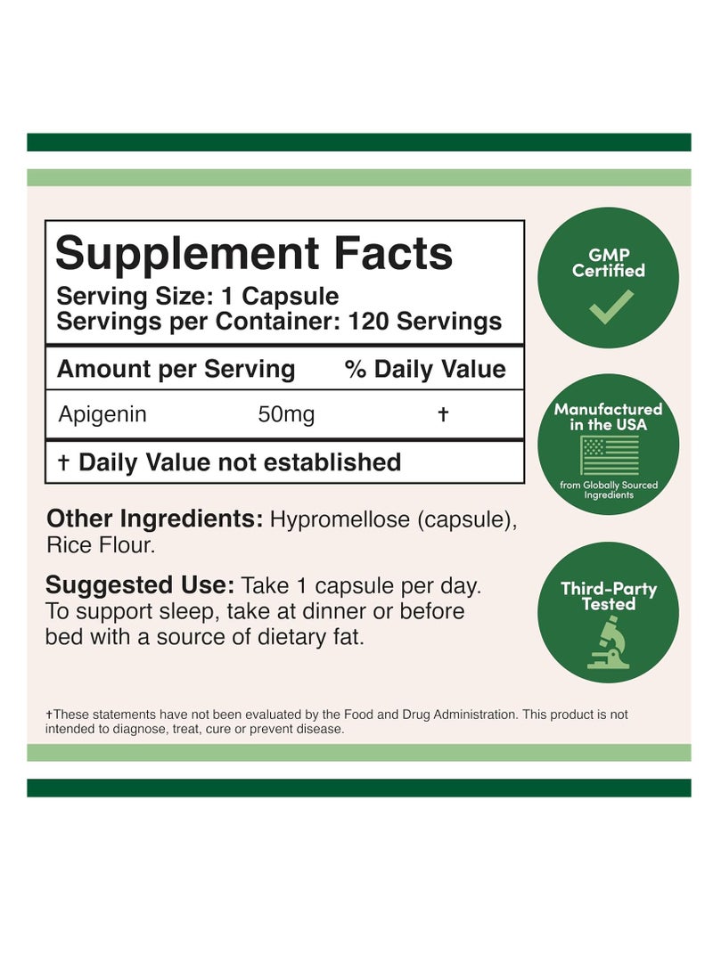 Double Wood Supplements Apigenin Supplement 50 mg per Capsule 120 capsules - Image 2