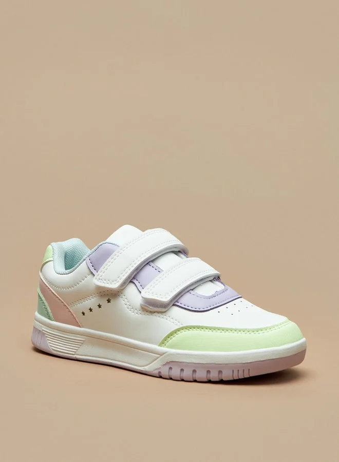 Flora Bella By Shoexpress Girls Panelled Sneakers with Hook and Loop Closure