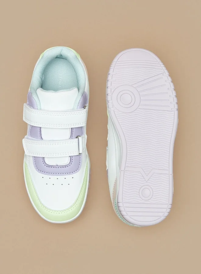 Flora Bella By Shoexpress Girls Panelled Sneakers with Hook and Loop Closure