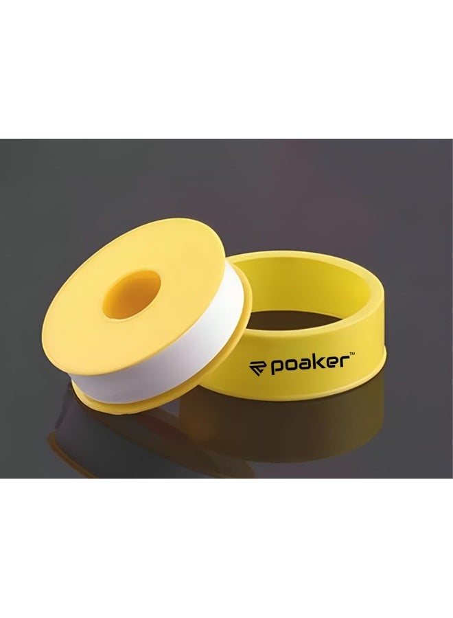 Poaker شريط تيفلون لربط الخيوط EN 751-3 بكثافة 0.25G/Cm2 0.9Mmx12Mmx10Mتر PTFE لتجهيزات الأنابيب وإصلاح تسرب المياه عبوة من 10 - Image 1