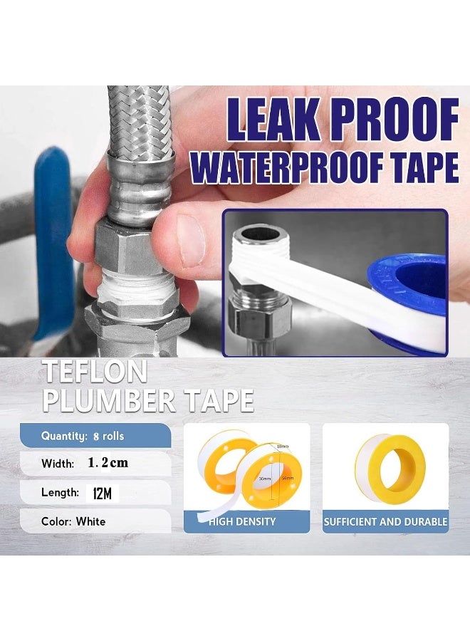 Poaker شريط تيفلون لربط الخيوط EN 751-3 بكثافة 0.25G/Cm2 0.9Mmx12Mmx10Mتر PTFE لتجهيزات الأنابيب وإصلاح تسرب المياه عبوة من 10 - Image 3