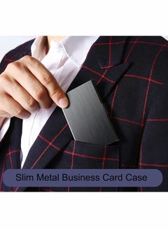 KASTWAVE Business Card Case, Business Card Holder for Men and Women, Pocket Metal Card Case, Fashion Professional Stainless Steel Card Holders, Purse Name Card Holder, Buckle Style Shut, Best Gift for Family  - Image 2