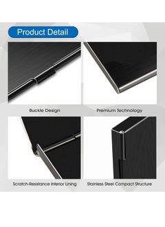 KASTWAVE Business Card Case, Business Card Holder for Men and Women, Pocket Metal Card Case, Fashion Professional Stainless Steel Card Holders, Purse Name Card Holder, Buckle Style Shut, Best Gift for Family  - Image 4