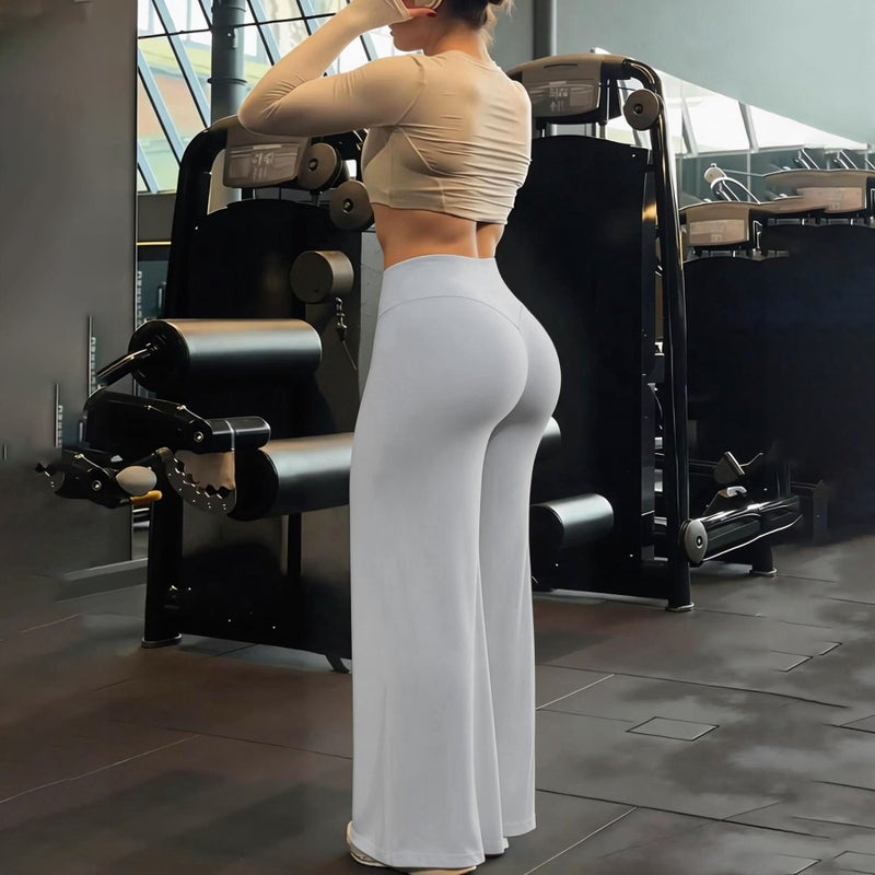 Women's High Waist Yoga Pants - Wide Leg Flared Tummy Control - Image 3