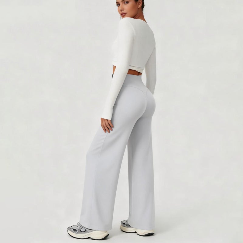 Women's High Waist Yoga Pants - Wide Leg Flared Tummy Control - Image 1