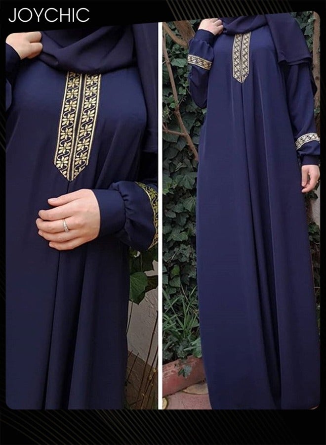 Joychic Ethnic Style Women Traditional Long Dress Long Sleeve Breathable Dress - Image 1