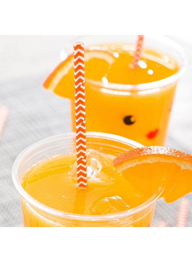 Restaurantware مصاصات ورقية بطول 7.8 بوصة للشرب، 100 مصاصة ورقية صديقة للبيئة - تصميم زجزاج مميز، مصاصات ورقية برتقالية متينة، ألوان زاهية، للمشروبات الباردة - Image 3