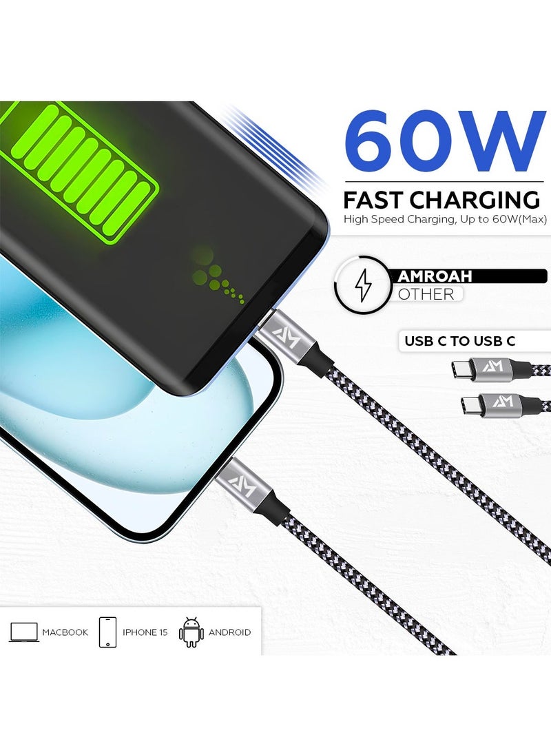 Raxoom 2m USB C Cable Type C to Type C 60W, Fast Charger Cord 480Mbps Speed for Phones iPhone 16 15 Pro Max Plus Samsung S 24 23 Plus Ultra Huawei Xiaomi Tablets iPad Air Mini Notebooks MacBook  - Image 2