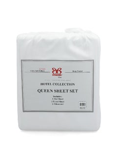 بيب هوم طقم ملاءات فاخرة من القماش الفائق النعومة أبيض بحجم كوين 5 × 260 × 228 سم HOTELQUEEN STRIPE  - Image 1