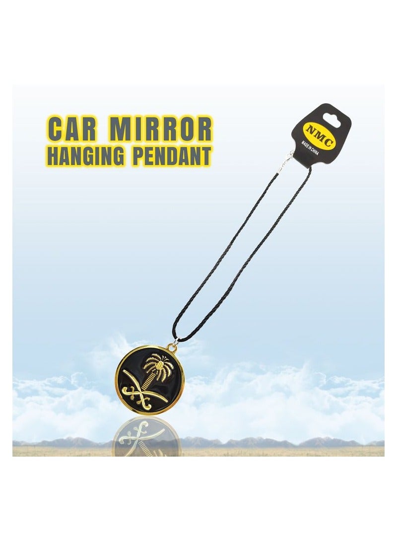 NMC Saudi Arabia National Emblem Logo Car Mirror Hanging Pendant Mini Metal Decoration Chain with Saudi Arabian Emblem Pendant 1Pcs - Image 1