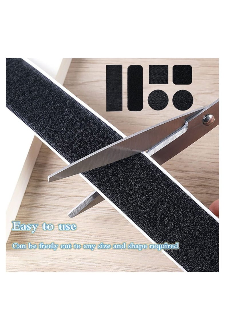 SYOSI Self-Adhesive Hook and Loop Strips Tape Roll Black Heavy Double Sided Sticky Duty Industrial Strength Fastener Interlocking for Household Kitchen School Office Set of 2  - Image 2