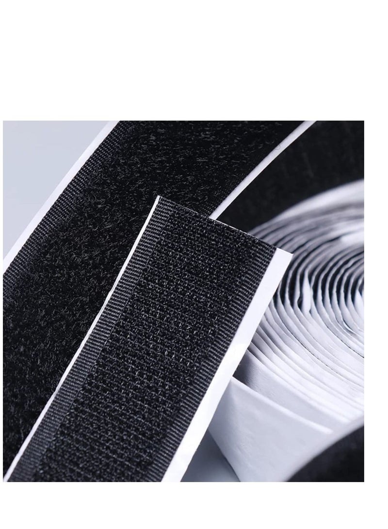 SYOSI Self-Adhesive Hook and Loop Strips Tape Roll Black Heavy Double Sided Sticky Duty Industrial Strength Fastener Interlocking for Household Kitchen School Office Set of 2  - Image 5