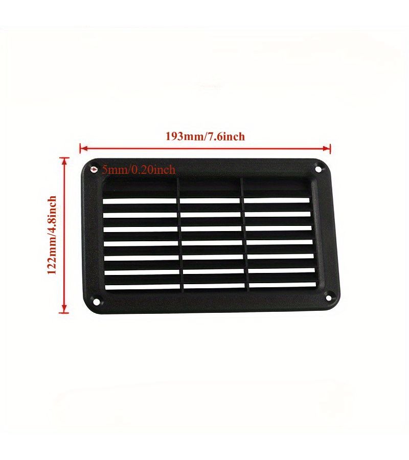 Black ABS RV Bus Diagonal Louver Air Vent Panel 193x122mm Includes Screws - Image 2