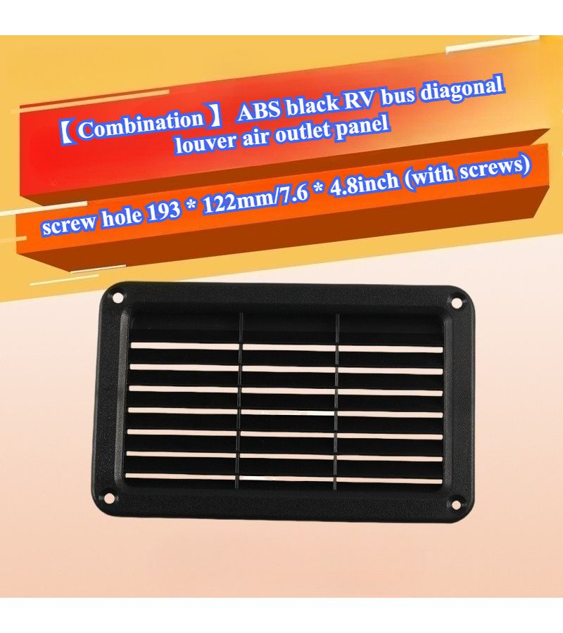 Black ABS RV Bus Diagonal Louver Air Vent Panel 193x122mm Includes Screws - Image 1
