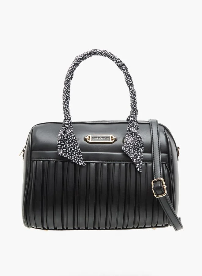 Flora Bella By Shoexpress Women Pleated Bowler Bag with Zip Closure and Adjustable Shoulder Strap