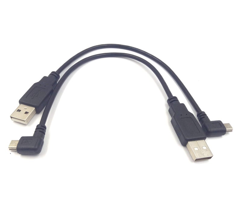 Haokiang (1-Set) Mini USB Cable, Haokiang 8 inch USB 2.0 Male to Mini USB 90 Degree Angled Male Charging Cable Cord - Black (Left/Right) - Image 3