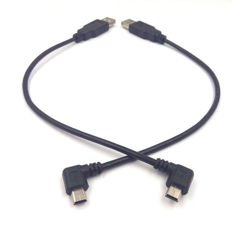Haokiang (1-Set) Mini USB Cable, Haokiang 8 inch USB 2.0 Male to Mini USB 90 Degree Angled Male Charging Cable Cord - Black (Left/Right) - Image 2