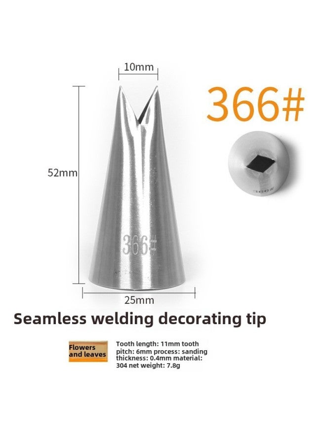 304 Stainless Steel Pastry Nozzle 6-tooth Belt Number Seamless Welding Cream Nozzle Large Cake Decorating Tool-Specifications:366#  - Image 1