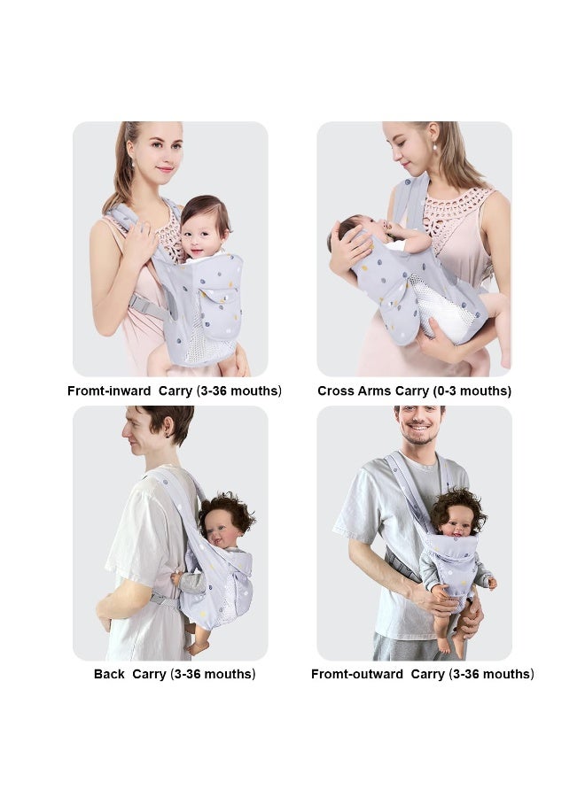 Arabest 4-in-1 Baby Carrier Newborn to Toddler, Soft Baby Wrap Carrier for Newborn,Shoulder Strap Grid Breathable Infant Sling,Carrier Toddler Carrier Baby Wraps Carrier forGirl and Boy 8-45 lbs（Grey） - Image 5