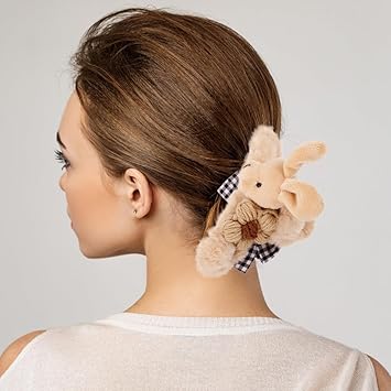 FOMIYES Fluffy Plush Bunny Hair Claw Clips Easter Rabbit Stuffed Animal Clips Girls Hair Clamp Long Hair Jaw Clips Barrettes Hair Accessories for Women Girls - Image 2
