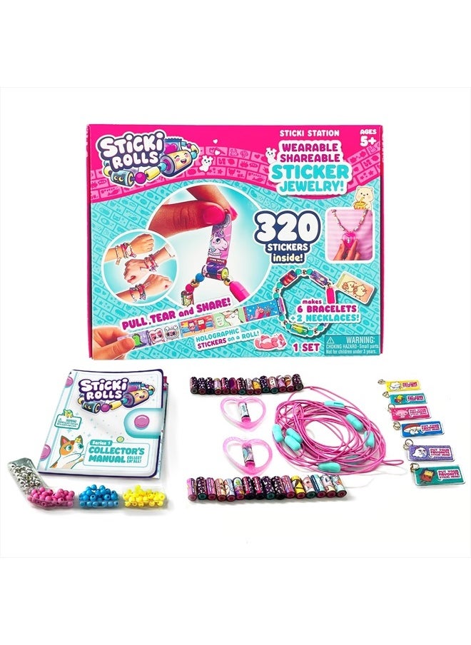 Sky Castle - STICKI ROLLS Sticki Station - Ultimate DIY Sticker Jewelry Kit | Includes 320 Mini Stickers | Builds 6 Bracelets & 2 Necklaces | 2 Pendants & 144 Beads | Over 1000 Designs to Discover and Collect! - Image 1