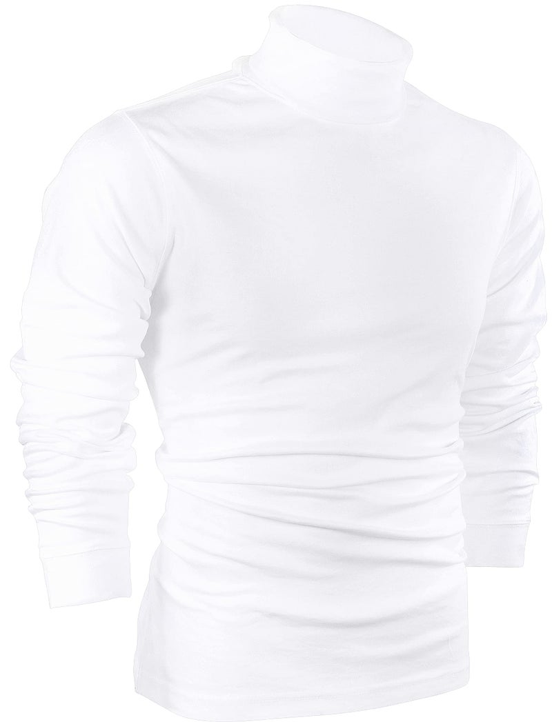 Utopia Wear Turtleneck Men Slim Fit UPF 50+ Lightweight Pullover Sweater Long Sleeves Top, Small, White - Image 1