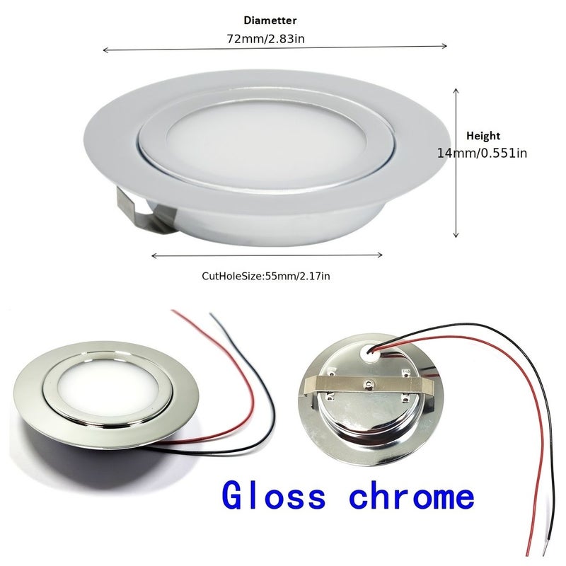 3W LED Slim Stainless Steel Circular Downlight 6000K DC 12V - Image 2