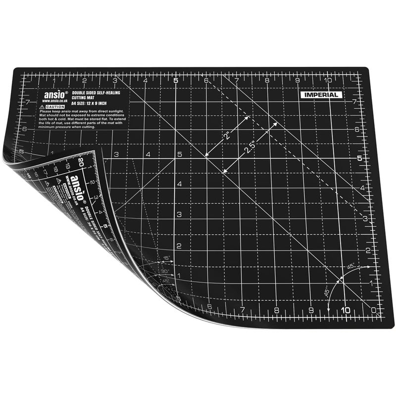 ANSIO Craft Cutting Mat Self Healing A4 Double Sided 5 Layers  Quilting Sewing Scrapbooking Fabric  Papercraft  ImperialMetric 11 Inch x 8 Inch  29cm x 21cm  BlackBlack