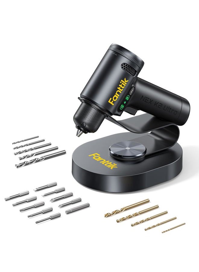 Fanttik K2 Ultra 7.4V Power Drill, Cordless Drill/Driver, 3/8'' Keyless Chuck, Max. 30 N.m, Max. 1250 RPM, TapSwitch Gear Change, 2.5AH Rechargeable Battery, Tool Kit for Home DIY Projects - Image 1