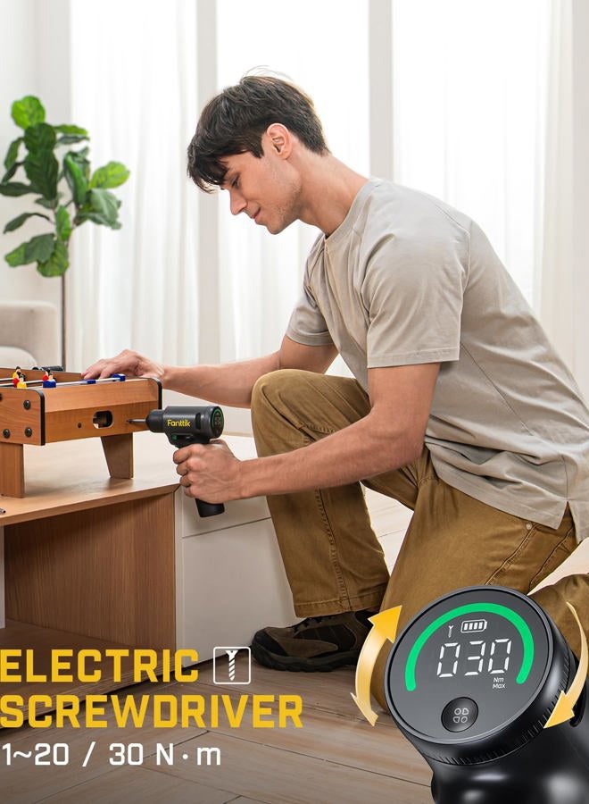 Fanttik K2 Ultra 7.4V Power Drill, Cordless Drill/Driver, 3/8'' Keyless Chuck, Max. 30 N.m, Max. 1250 RPM, TapSwitch Gear Change, 2.5AH Rechargeable Battery, Tool Kit for Home DIY Projects - Image 5