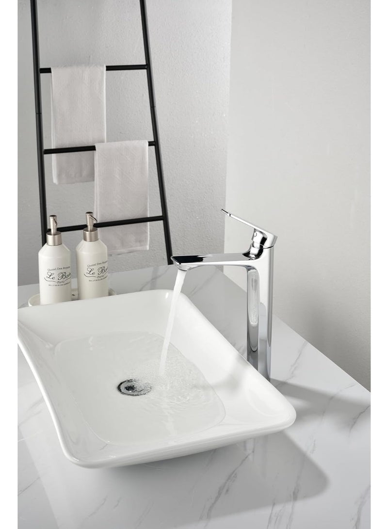 PRIME SOLE Luxury Tall Basin Mixer Tap | Vessel Sink Bathroom Faucet | Single Handle Wash Basin Tap | Brass Construction | Ceramic Cartridge | Water Saving Bathroom Fixture - Image 5