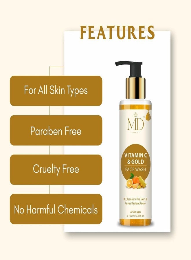 MD COSMETIC غسول الوجه إم دي كوزمتيك بفيتامين سي والذهب، منظف لإشراقة مشرقة، 100 مل - Image 5