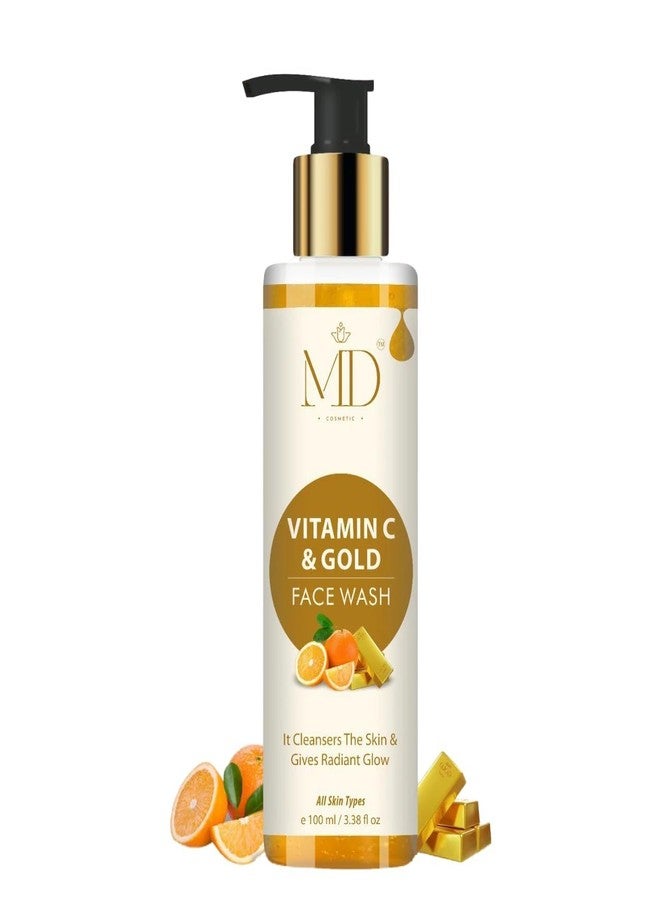 MD COSMETIC غسول الوجه إم دي كوزمتيك بفيتامين سي والذهب، منظف لإشراقة مشرقة، 100 مل - Image 1